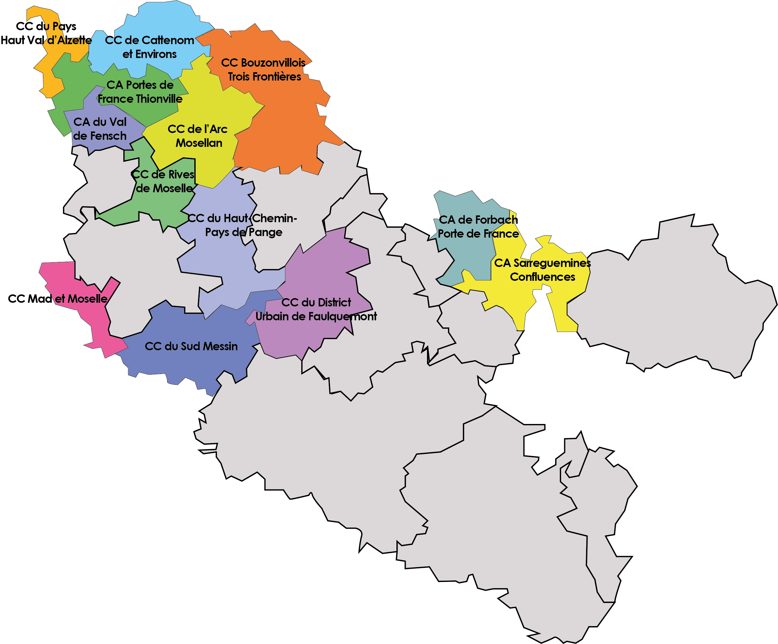 la carte des collectivités mosellanes participantes